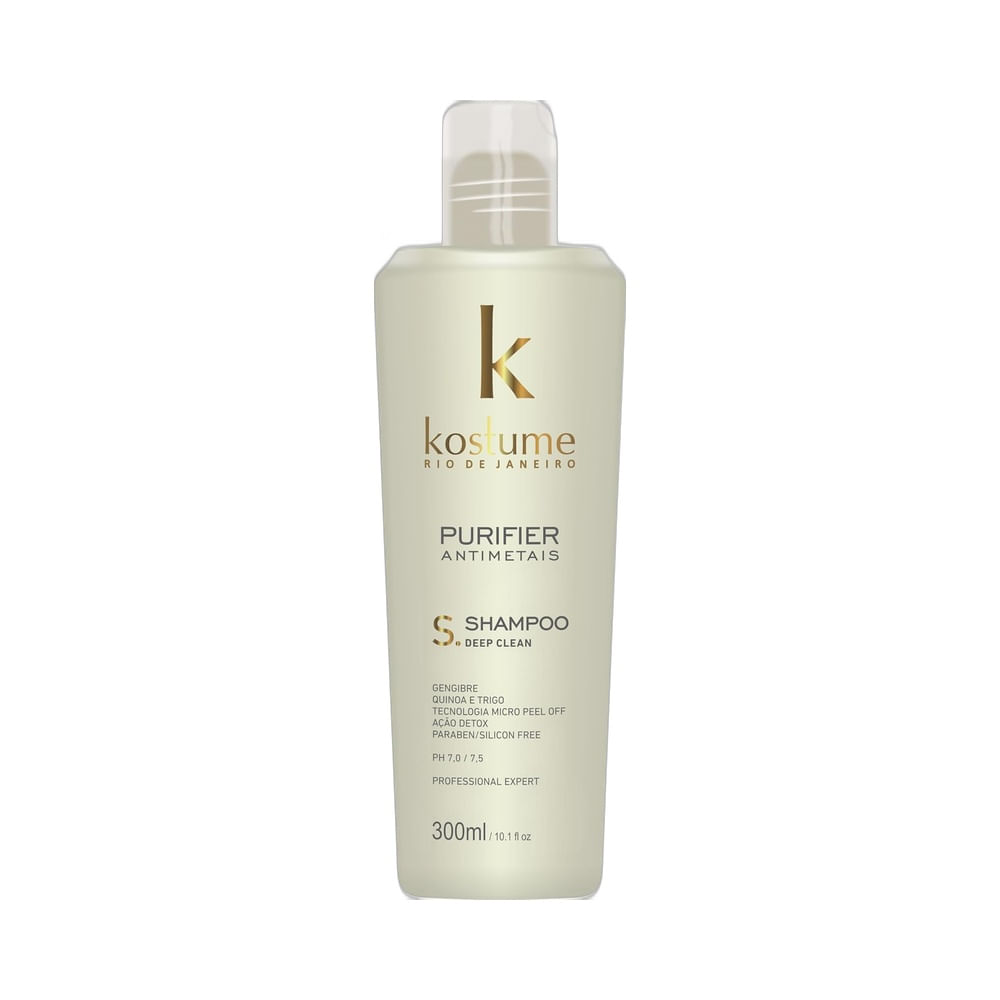 Frontal da embalagem do Shampoo Kostume Purifier Anti Metais Deep Clean 300ml